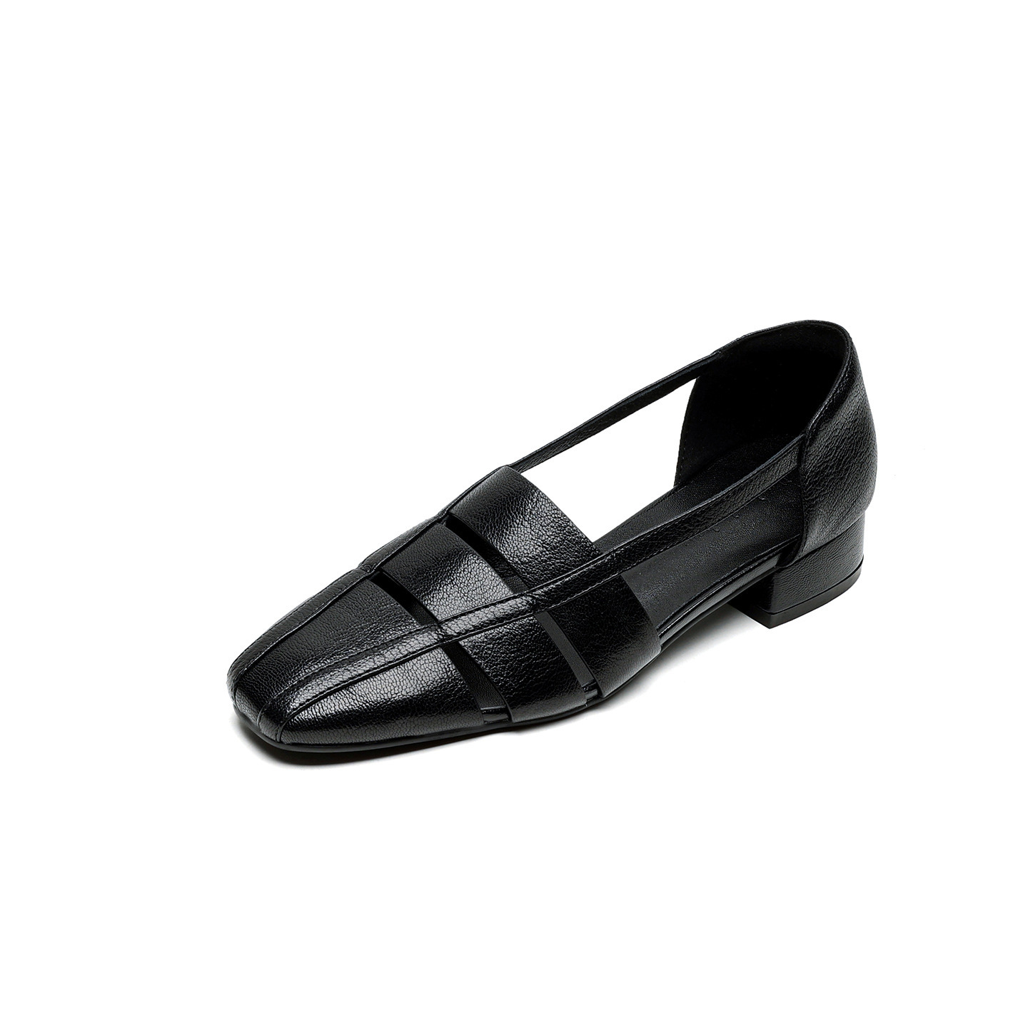 Dép sandal nữ bao đầu rỗng gót thấp 3 cm, mũi tròn kiểu dệt, phong cách đơn giản đi làm — đen chi tiết 23