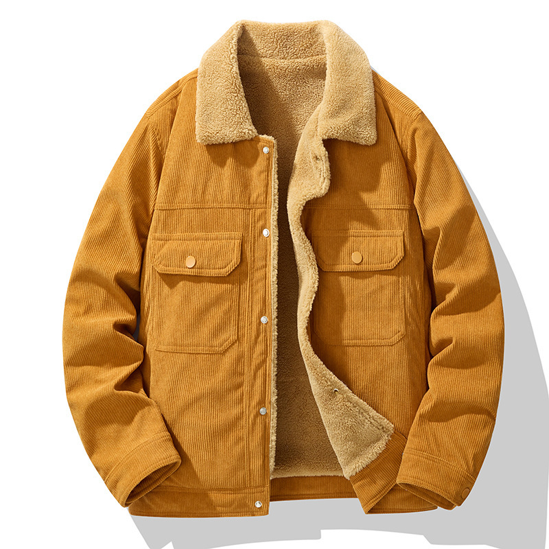 2026 High-Quality Autumn and Winter Men's Corduroy Jacket, Lambswool Coat, Warm Jacket, Cross-Border Foreign Trade