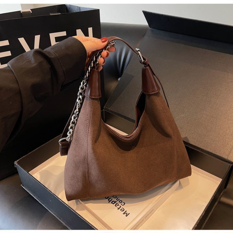 高品質の秋冬ファッション多用途大型バッグ女性用 2024 新しいスエード脇の下バッグ大容量トートバッグ|undefined