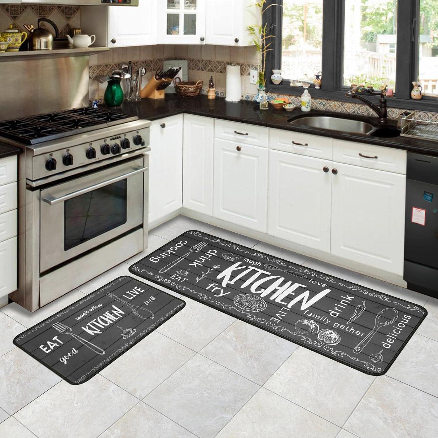 Teppich für Zuhause und Küche, dicke, lange Streifen, Kombination aus Bodenmatte, Ölabsorption und Schmutz abweisender Badezimmer-Fußmatte_voghion.com