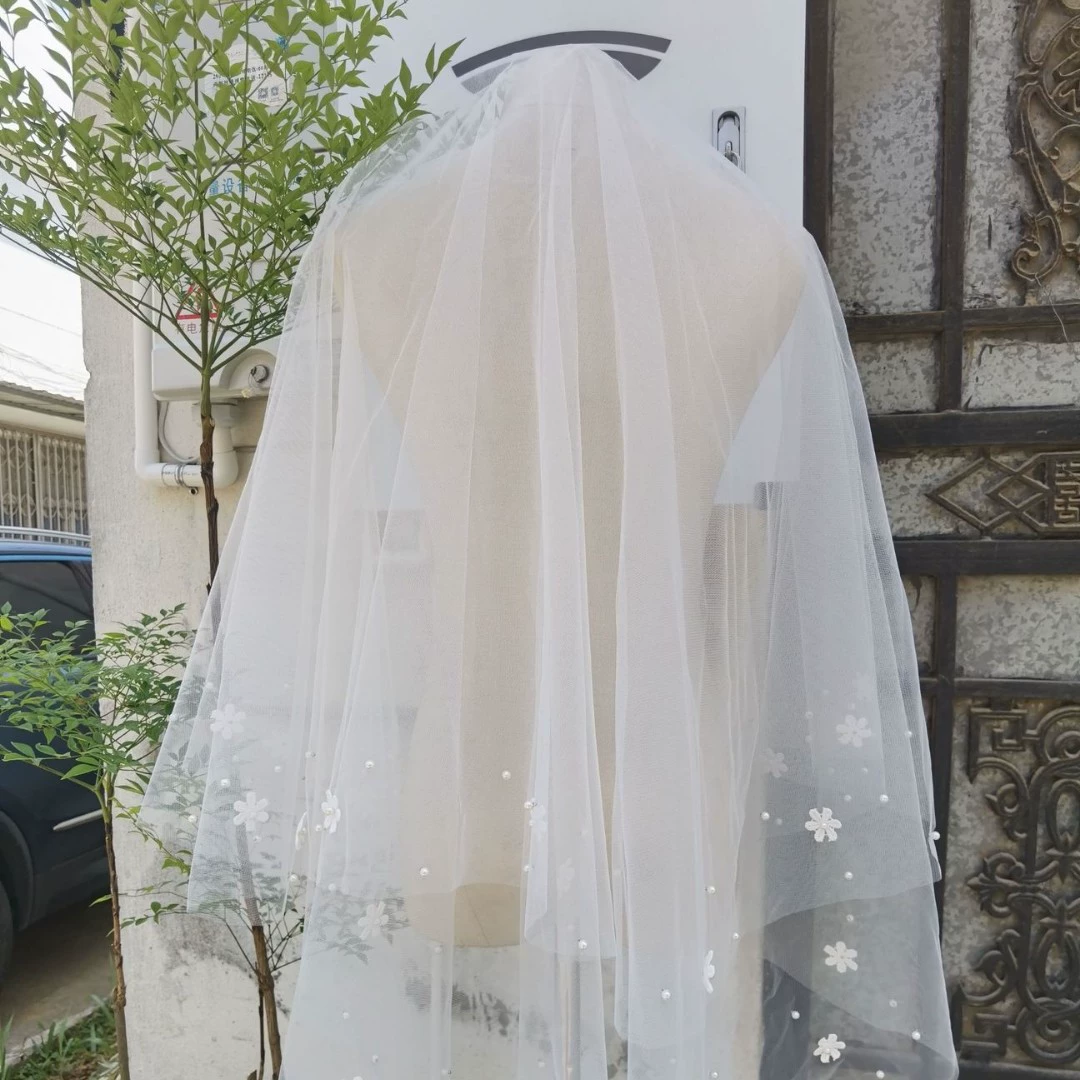 Genuine double-layer bride's veil, accessories, ebay, for import, flowered