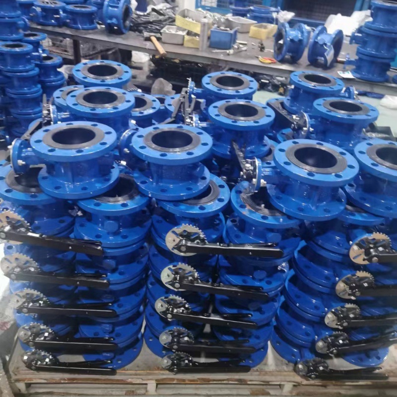 DN150 D41J-10Q/16Q手动法兰式软密封蝶阀手柄式球铁蝶阀