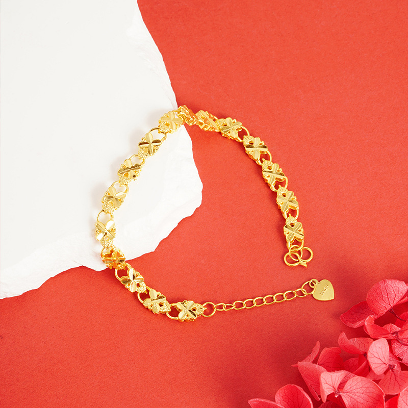 Sand oro coche flor pulsera latón plateado joyería fresca nicho temperamento simple moda pulsera vivo caliente