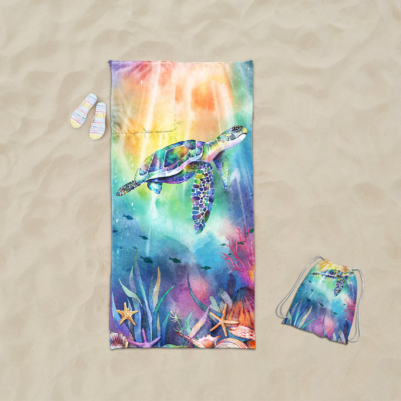 Mochila estampada toalla de baño mochila multiusos absorbente toalla de playa bolsa de toalla de playa de viaje de playa de playa de una pieza