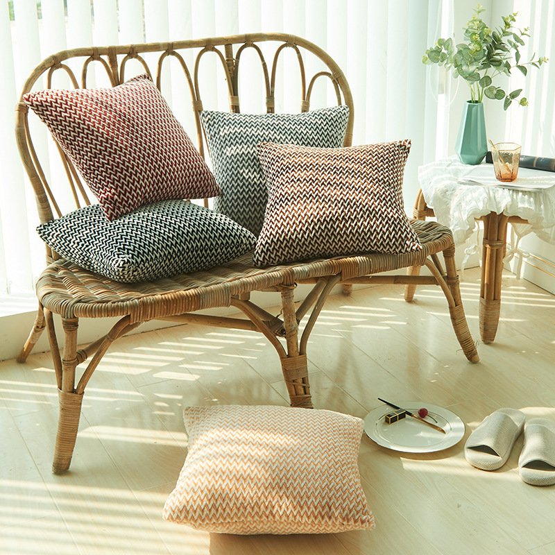 Simple H-Shape Double-Sided Plush Knitted Pillowcase Without Insert, Autumn/Winter Home Use Throw Pillowcase Supply