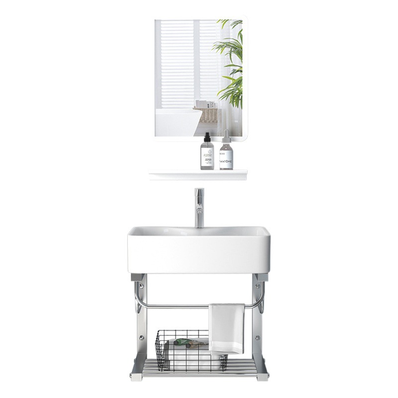 Lavabo de cerámica, lavabo de pie para baño, lavabo pequeño para apartamento, lavabo de balcón, lavabo de cerámica simple para montar en la pared