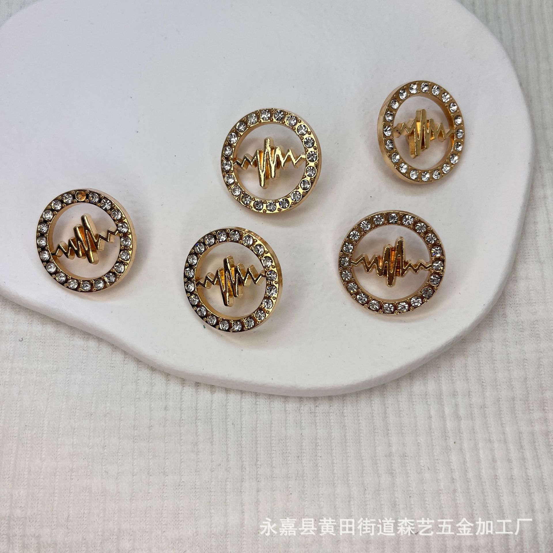 金属时尚风满圈镂空钻扣脉波金属手缝脚纽服装高档装饰合金扣纽扣