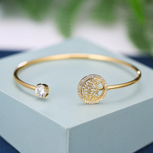 Cross-border SHEIN European and American Hot Style Simple and Fashionable Life Tree Hao Stone Gold-plated Bracelet Wholesale Behalf of Accessible Luxury