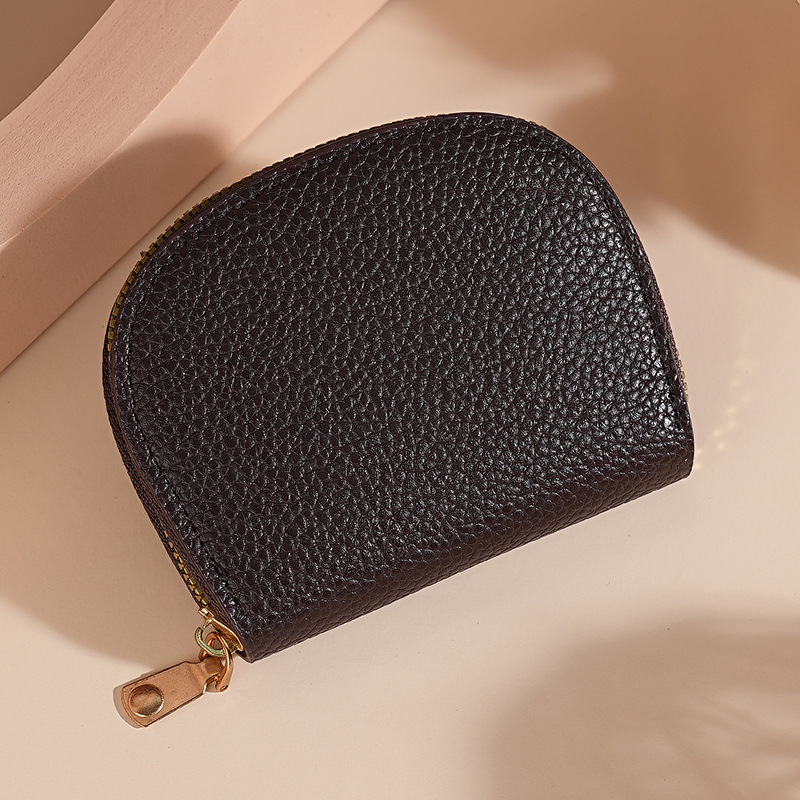 Transfronterizo emitió una pequeña bolsa de tarjetas de órgano semicircular de concha fresca, funda protectora de tarjeta de múltiples tarjetas, bolsa de almacenamiento de tarjeta de crédito