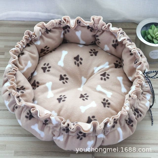 跨境宠物用品狗窝猫窝厂家中大型犬南瓜窝两用比熊泰迪猫窝爪印窝
