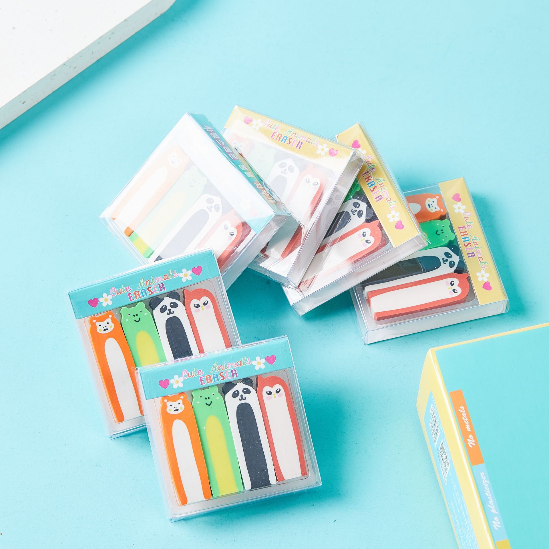 Cute animal conjunto de borracha dibujos animados creativos papelería estudiantes premios borracha mayorista