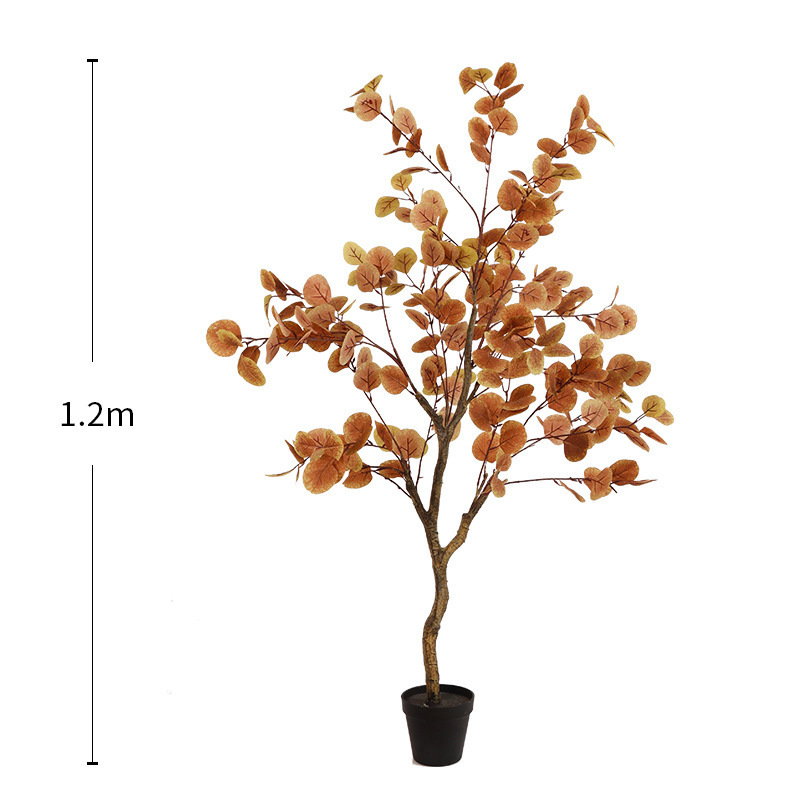 模擬緑の植物ユーカリ鉢植え家庭用床置き装飾品人工植物マネーリーフ盆栽装飾造花|undefined