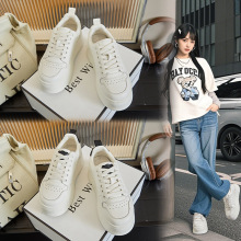 头层牛皮小白鞋女2025春季新款乌拉草猪皮厚底增高松糕鞋休闲单鞋