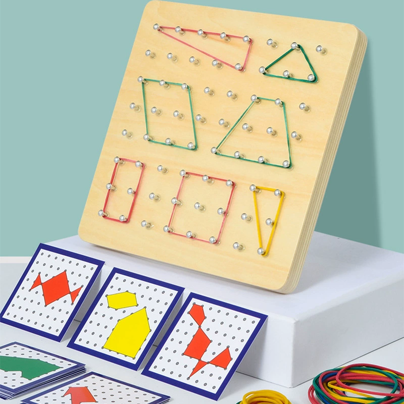 Учебные пособия Монтессори Деревянная доска для ногтей Геометрия Творческая детская Геометрия Учебные пособия по математике Учебные пособия с карточкой с резинкой