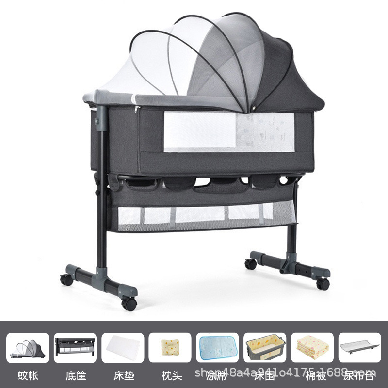 Cama multifuncional para recién nacidos, cama grande, cama para bebés, cuna plegable, elevación móvil y portátil image 44