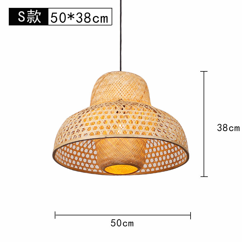 Lámpara de araña tejida de bambú Restaurante chino Lámpara de salón de té de linterna de bambú Restaurante japonés Sombrero de paja Lámpara de araña tejida de ratán B & B
