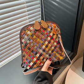 真皮编织书包多色设计个性女士高品质斜挎包单肩跨境潮流街头流行