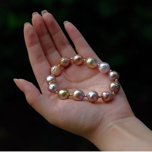 Natural Colorful Multicolor Colorful Baroque Special-Shaped Pearl Bracelet Irregular Freshwater Bead Bracelet 925 Silver Gold Plated