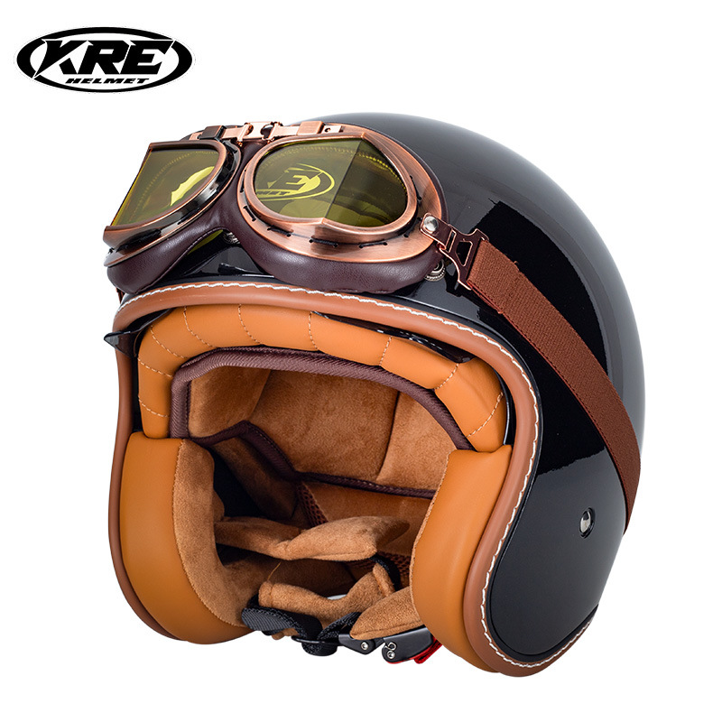 Electric Vehicle Helmet – Biaozhun Motosiklet kaskı (dəbilqə) - gloss-black-with-goggles-s