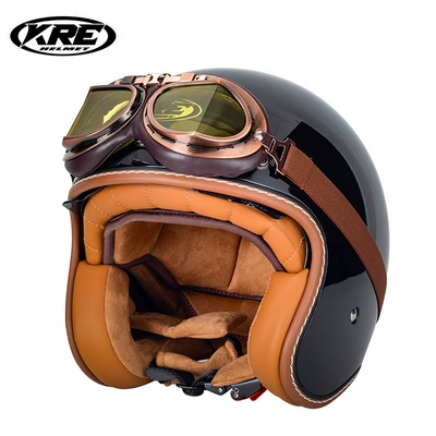 helmet 3C standard: Motosiklet kaskı (dəbilqə) - glossy-black-with-goggles-s