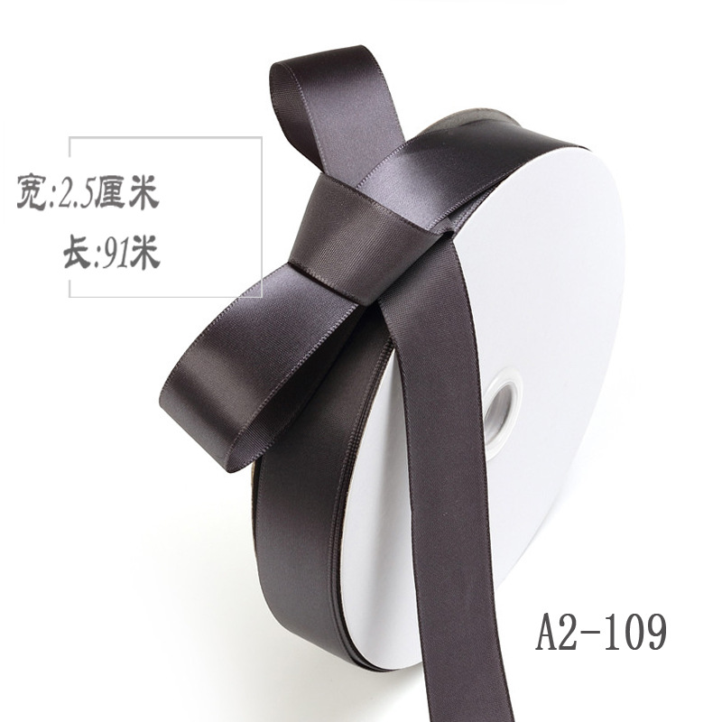 2,5 cm de doble cara cinta de poliéster arco DIY tejido cinta de seda ramo fresco fruta caja de regalo accesorios de ropa embalaje