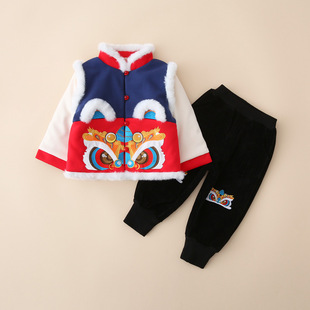 Children's New Year greeting clothes boy's Tang suit Girl's Hanfu winter baby's one-year-old dress New Year's clothes New Year festive suit