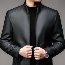 皮衣男款2025春秋季新款时尚立领薄款休闲外套男士皮夹克商务潮流