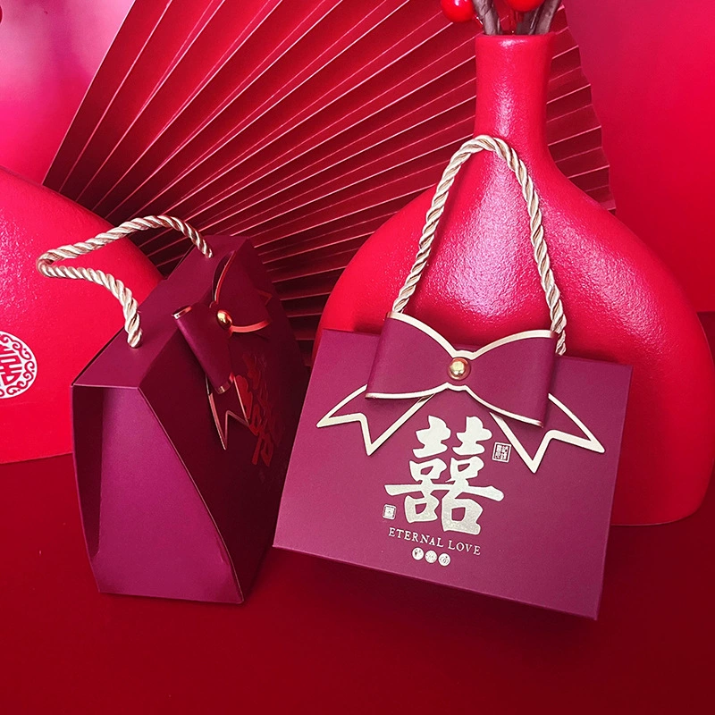Gift box with bow, linen bag, high-quality style
