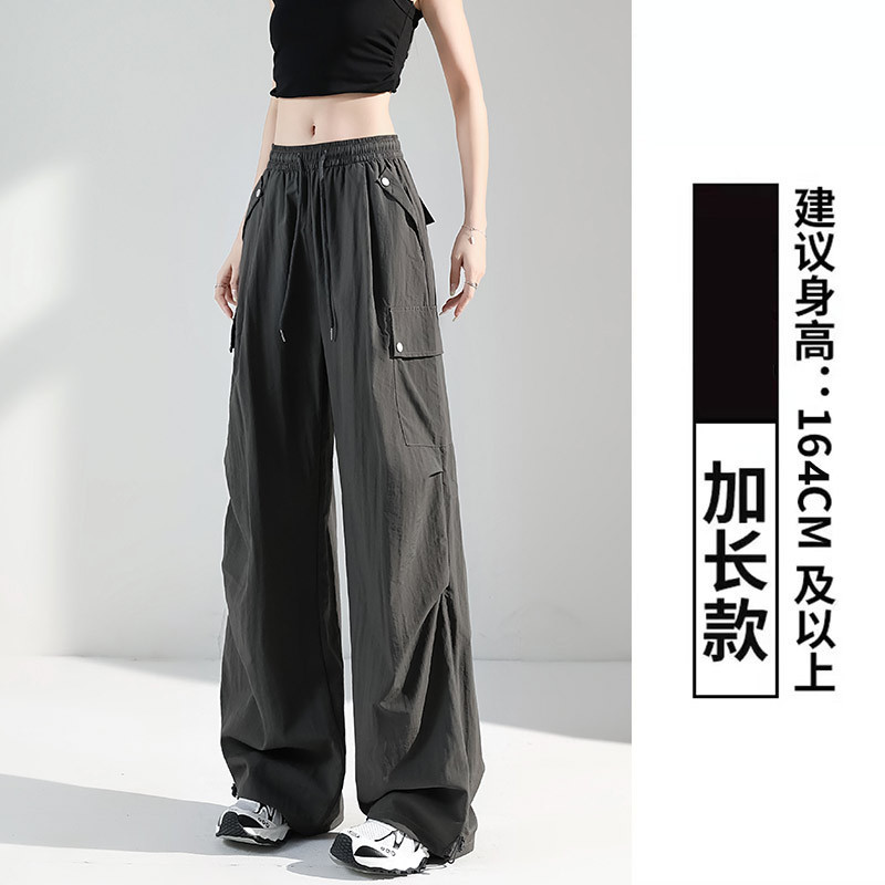 黒のレトロなバックル付きオーバーオール女性の夏薄いハイウエストスリムストレートプリーツバイブスタイルアメリカンワイドレッグパンツ|undefined