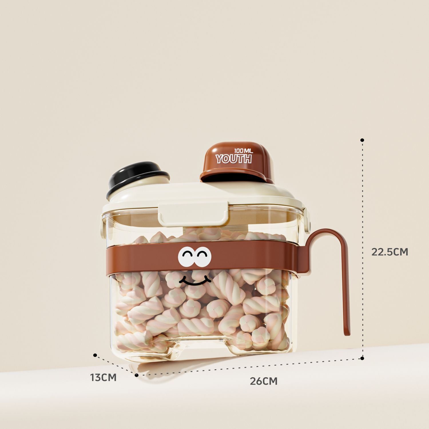 Cartoon pet food storage jar small brown 2800ml