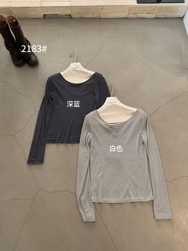 imiss韩系条纹露后背2025女秋季新简单基础舒适透气长袖T恤韩系风|undefined