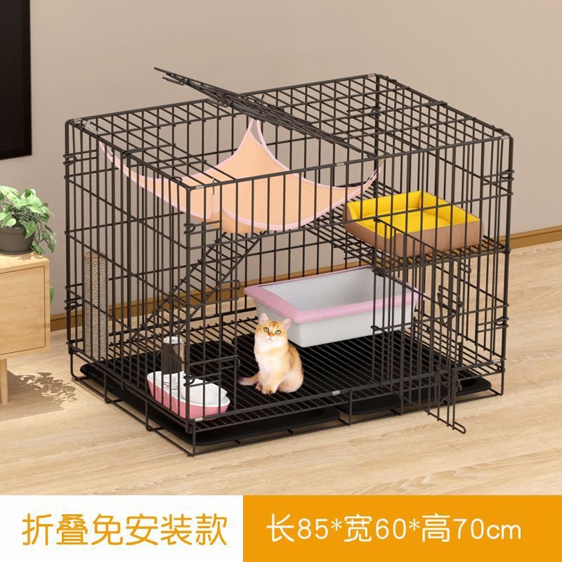猫ケージ、トイレ付き家庭用猫ヴィラ、一体型小型2階建て猫ハウス、猫ハウス、猫の巣、広いフリースペース|undefined