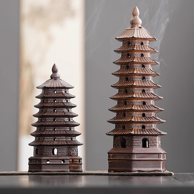 7-layer 9-layer Chinese Ceramic Wenchang Pagoda Coil Incense Burner Home Indoor Sandalwood Incense Agarwood Zen Tea Ceremony Ornament