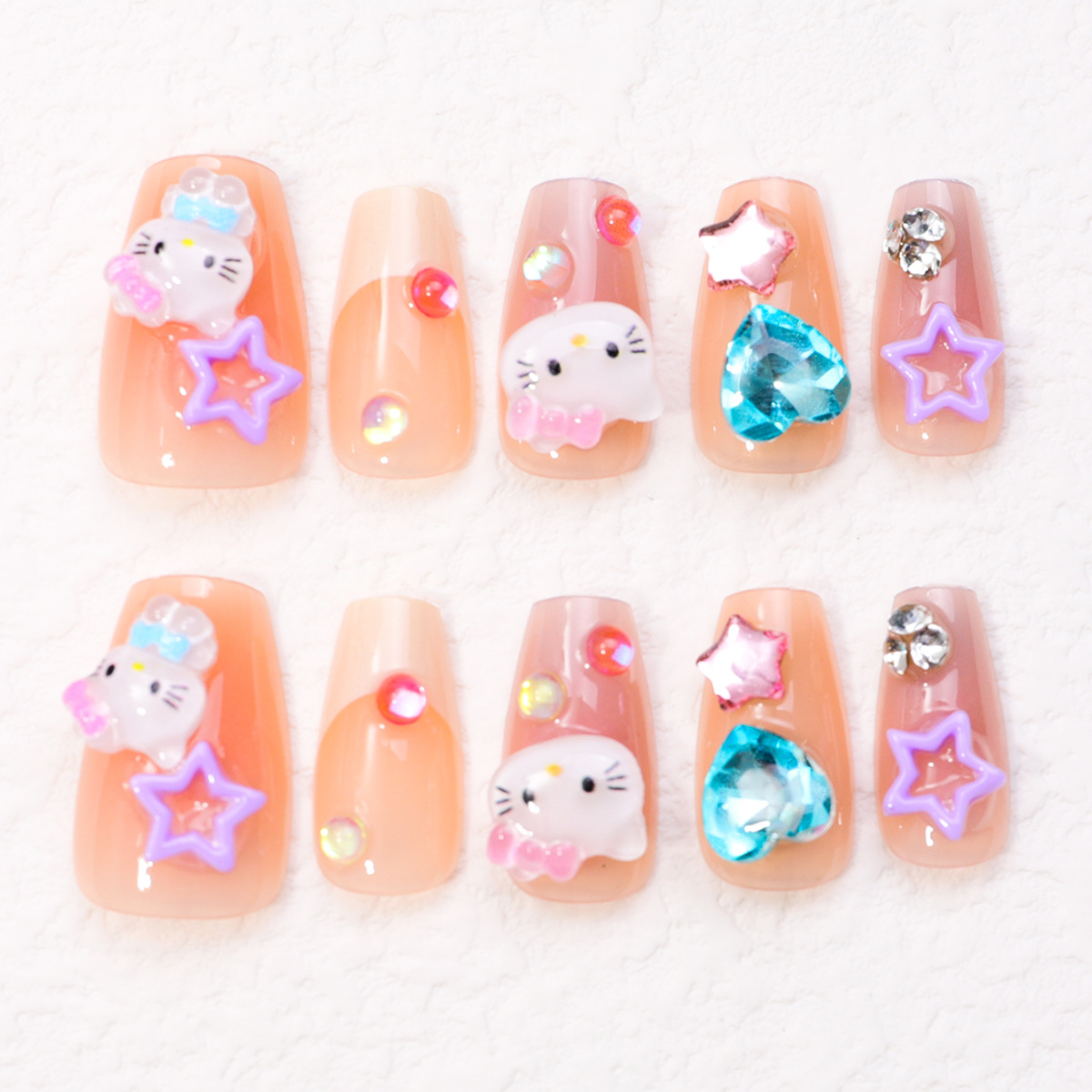 Manicure nuevo cristal ojo de gato usar uñas de alta calidad manuales manicure piezas de 10 piezas empaquetadas decodificación usar uñas al por mayor