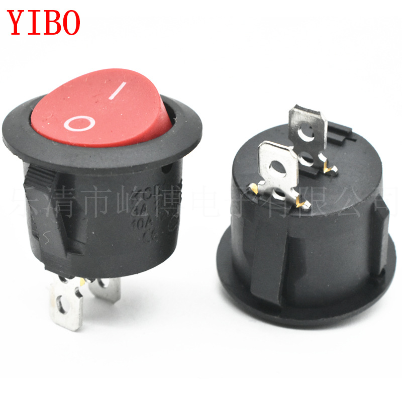 KCD1 圆形 开孔20mm 两脚两档 实心红盖 电源开关 圆形设备开关