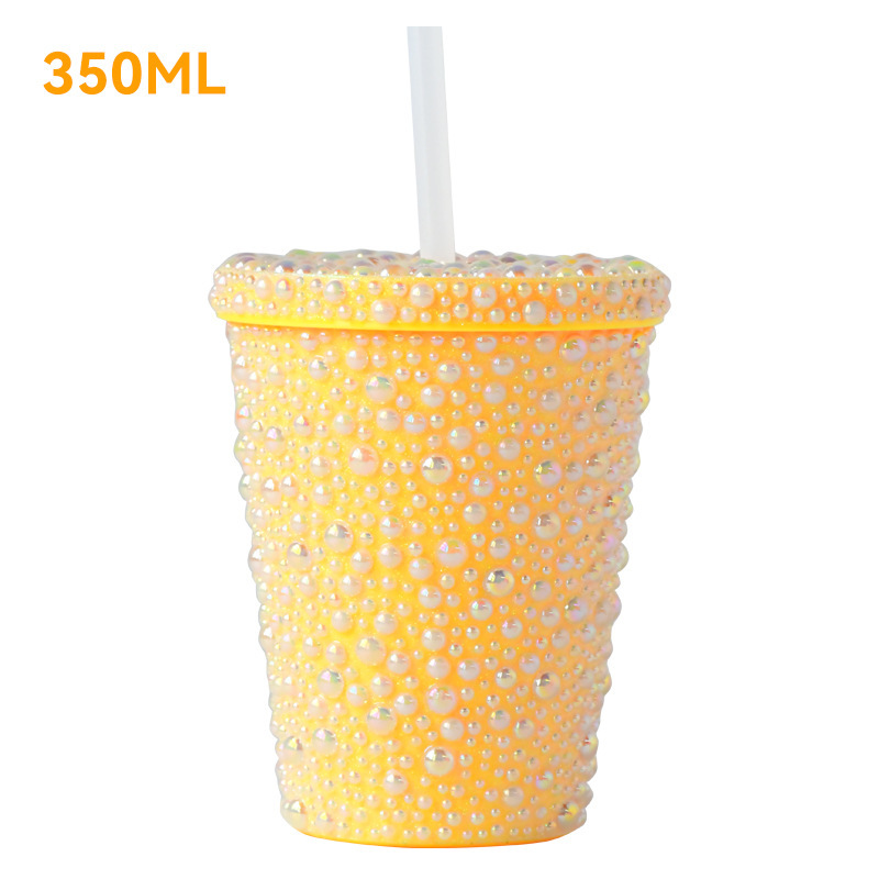 プラスチックカップ新型二重クリエイティブグラデーションマーメイドテールストローカップドリアンカップメッキカラースパンコールカップ|undefined