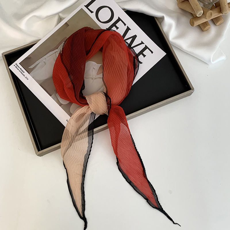 Pañuelo de seda de alta calidad nuevo estilo bufanda arrugada a juego de colores bufanda en forma de diamante bufanda de tul decorativa multifuncional de moda cinturón