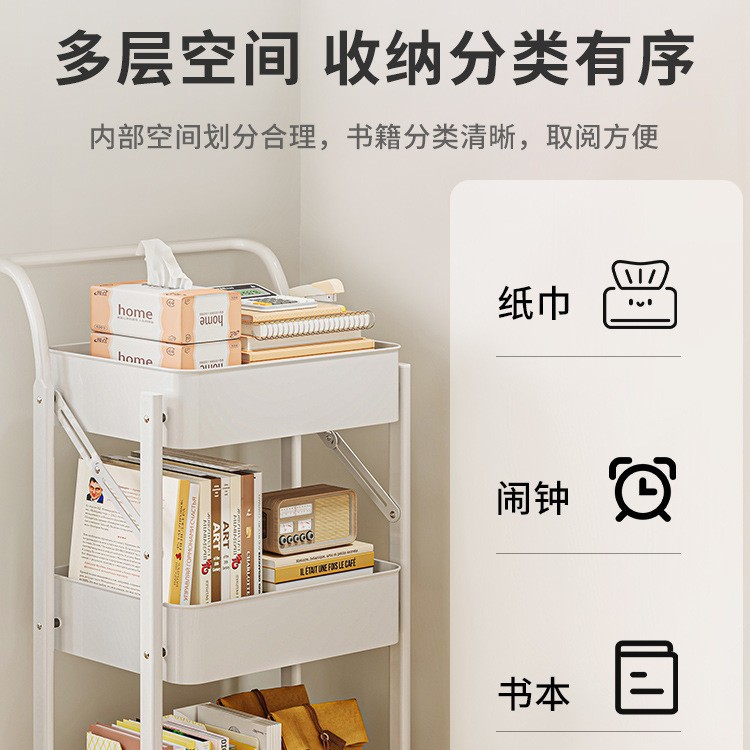 Carro plegable estantería estante de almacenamiento piso dormitorio snack Rack móvil ruedas cocina rack de almacenamiento
