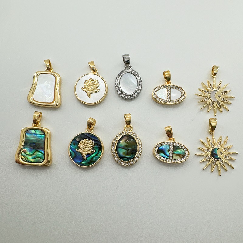 5g Weight Pendant Jewelry Making Type Shell Inlay Material DIY Jewelry Accessories Classification 1 Piece Quantity Copper Material Round Pattern Plating, Inlay Design Basic, Simple Style, Classic Style Style 1 Piece Copper Shell Round Pendant 无