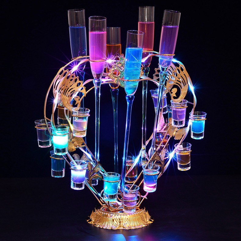 Bar KTV portavasos de cóctel una taza titular de la taza de bala emisor de luz estante del vino LED emisor de luz rojo océano vino titular de la taza de vino
