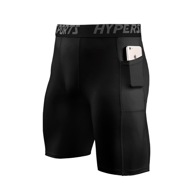 Pantalones Cortos Pro de Compresión Deportivos para Hombre de Poliéster con Bolsillos para Correr y Gimnasio