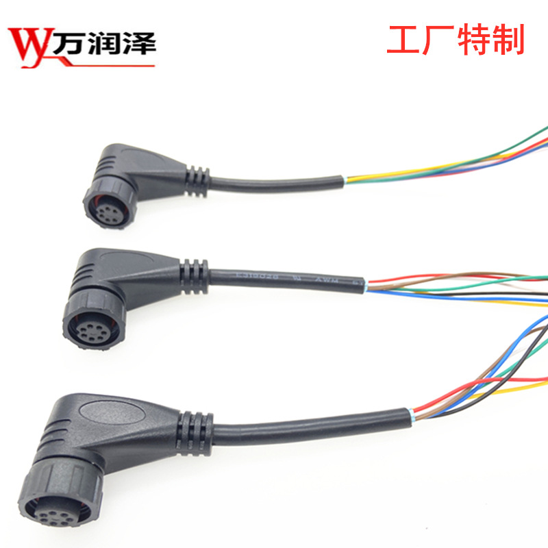 M16弯头固定面板线8芯连接器8空防水线公母插头90度航空板端线束