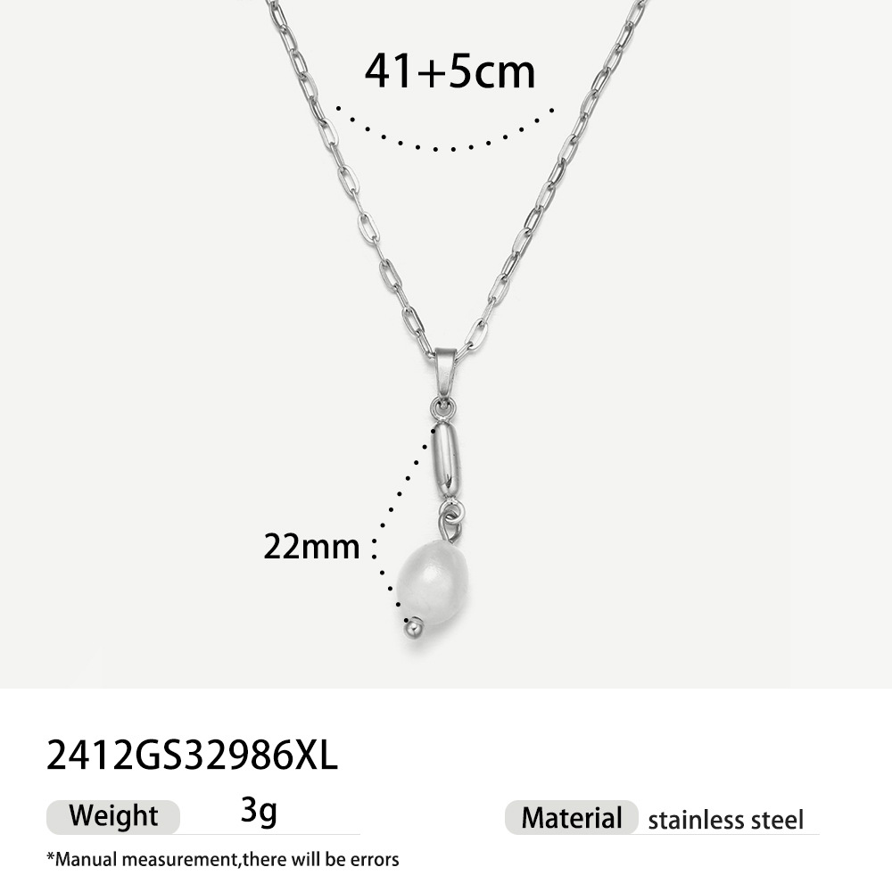 TENA collar de acero inoxidable de perlas verdaderas simplista de alto nivel nicho de diseño de acero de titanio collar de collar para mujeres image 10