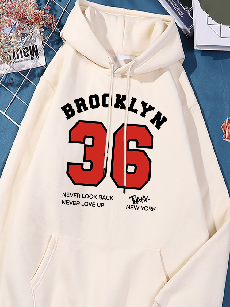 Brooklyn 36 Carta Print Hoodie Women'S Fashion Machine Wash