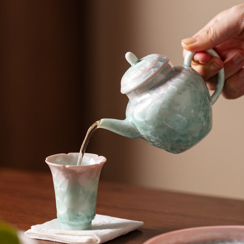 弥言结晶釉窑变陶瓷茶壶纯手工泡茶壶茶杯功夫茶具简约现代手执壶|undefined