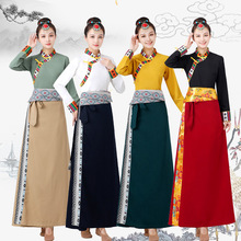 藏族服装女锅庄舞裙子民族风时尚藏式上衣服饰套装一片式裹裙新款