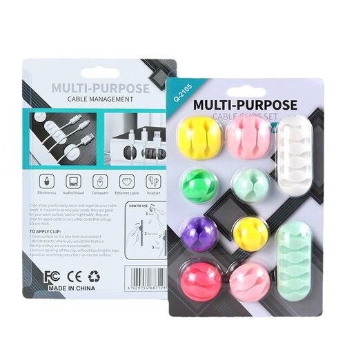 New data cable and power cord organizer, multi-port cord bundler, self-adhesive backing, cable tie organizer