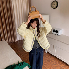 立领小香风轻薄短款羽绒服女2025年新款时尚洋气宽松90白鸭绒外套