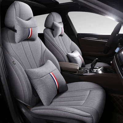 Tiguan L, 360-Degree Full Coverage, Breathable, Modelə uyğun (Original) oturacaq örtükləri - gray-deluxe-edition-five-seats-linen-fully-surrounded-by-front-and-rear-rows