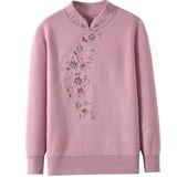 中老年女装秋冬一体绒针织毛衣时尚绣花风妈妈装加绒加厚保暖衣，女装针织衫/毛衣，妃慕昵服饰
